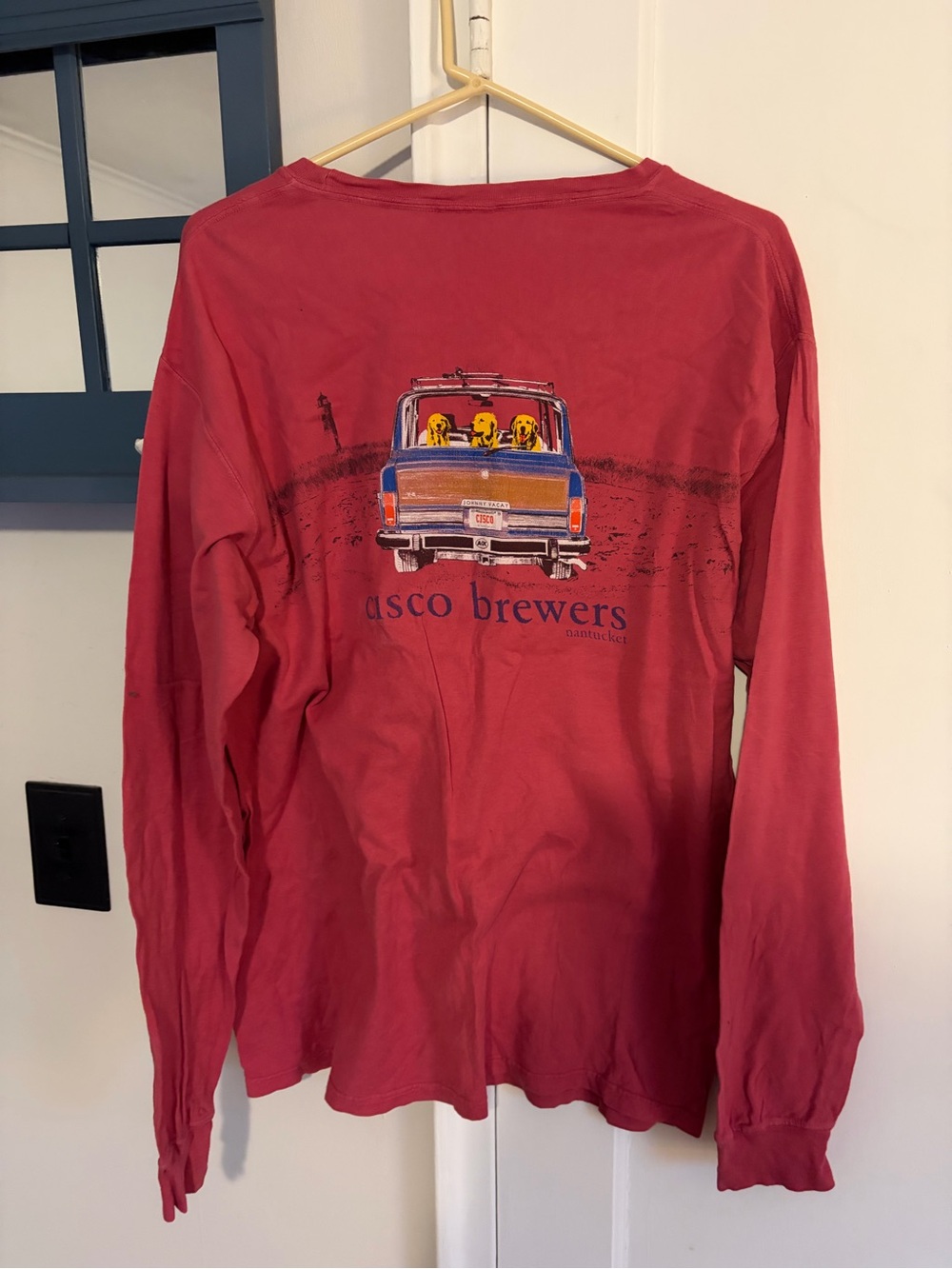 Cisco Brewers Red Long Sleeve Golden retriever crewneck